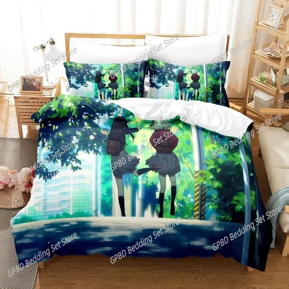 Comforter 3D Print Anime Kawaii Girl Lycoris Recoil Bedding Set Bedroom Soft Modern S Comefortable Quilt