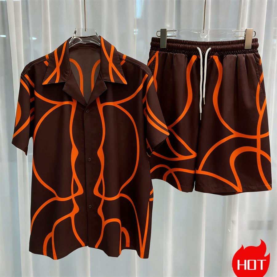 Digital Print Men's Fashion Two-Piece Shorts Set High-Quality Summer Loose Comfortable Short-Sleeve Shirt