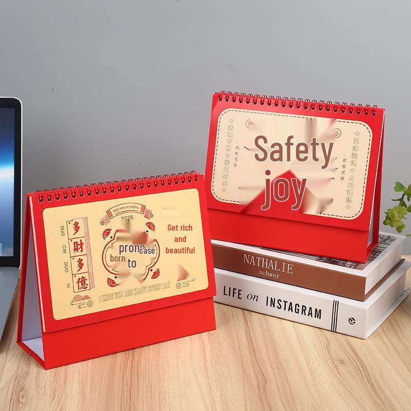 2026 Year of the Horse Chinese Style Custom Table Calendar with Hot Stamping, Office Memo Pad, and Logo Imprint