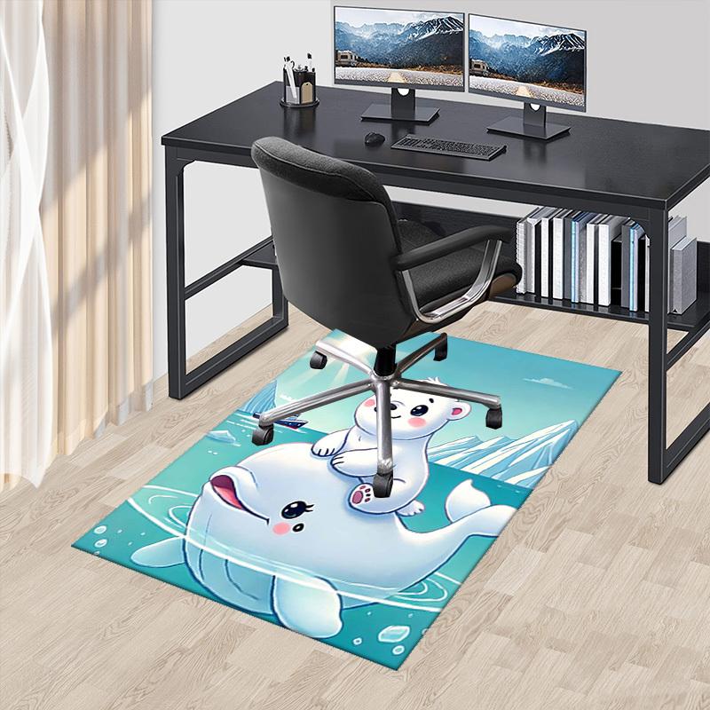 

1pc Polar Bear and Whale Friends Chair Mat, Non Slip Carpet for Office Chairs, Perfect Gift, Decorative Rug for Home Office, Living Room, Bedroom 60cm by 90cm