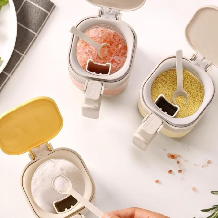 Condiment Jar Glass Spices Container with Lid and Spoon Airtight Seasoning Box Canister Pot Salt Pepper Sugar Bowl Gift