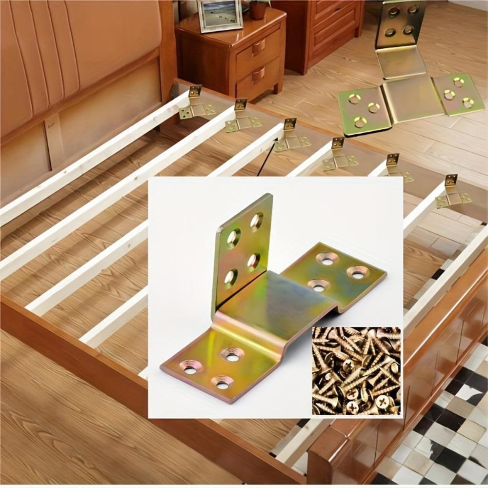 Heavy-Duty Solid Wood Bed Frame Hardware Kit - Includes 2 Sets of Hooks, Buckles, and Screws for Easy Assembly