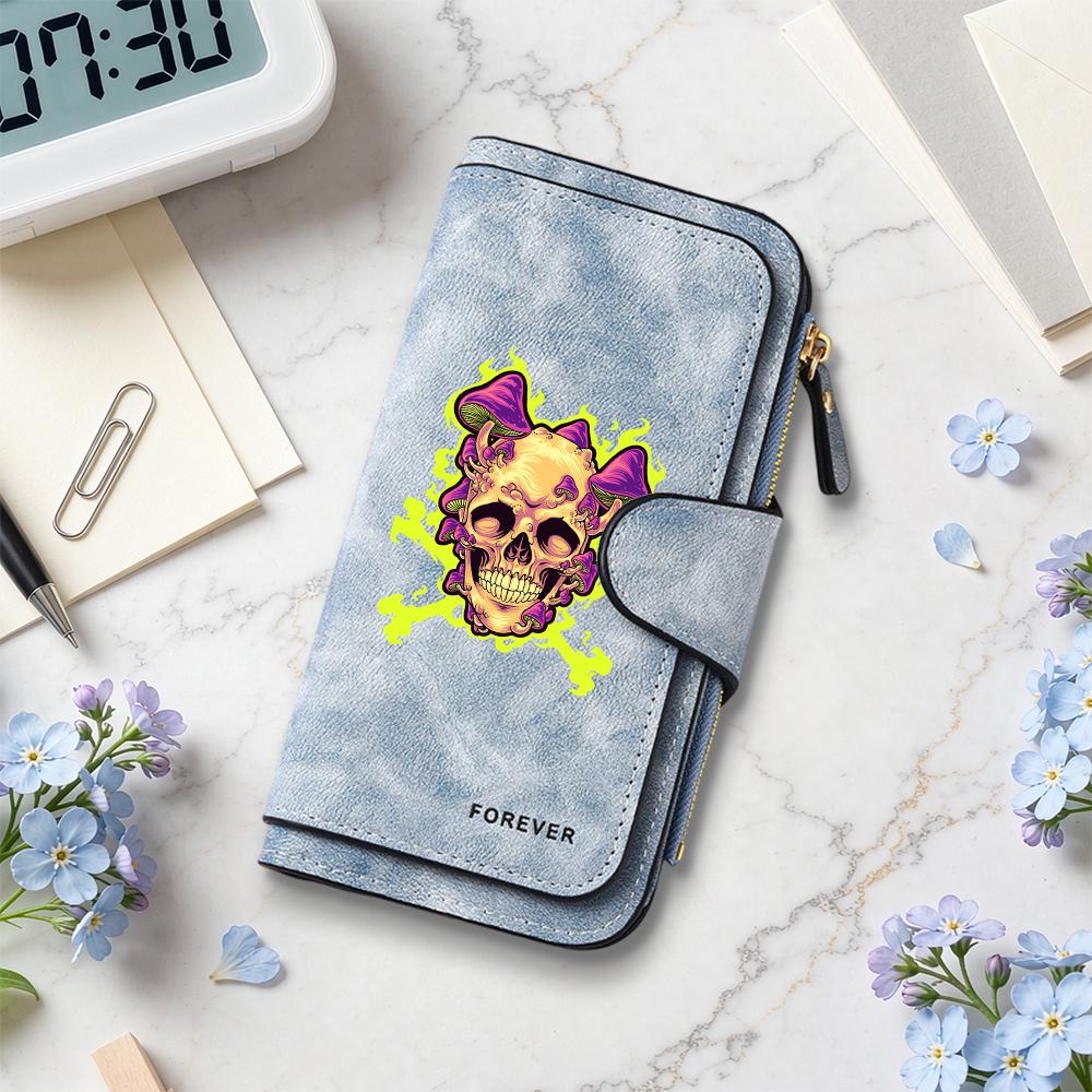 Gothic Skull Pattern Long Wallet Cool Fashion Purse for Daily Use