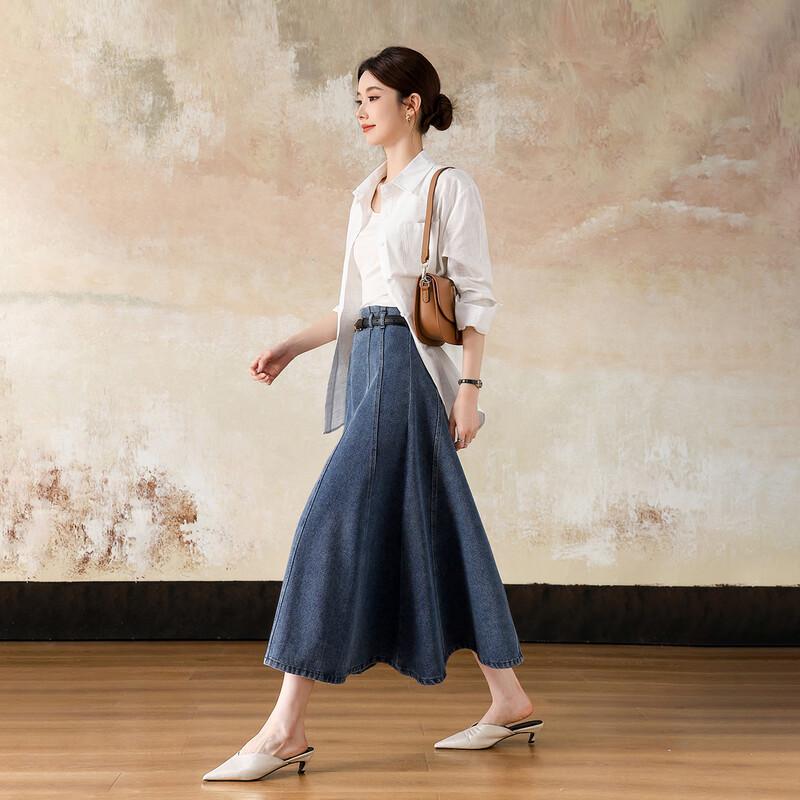 Women s High-Waist A-Line Mermaid Midi Skirt M