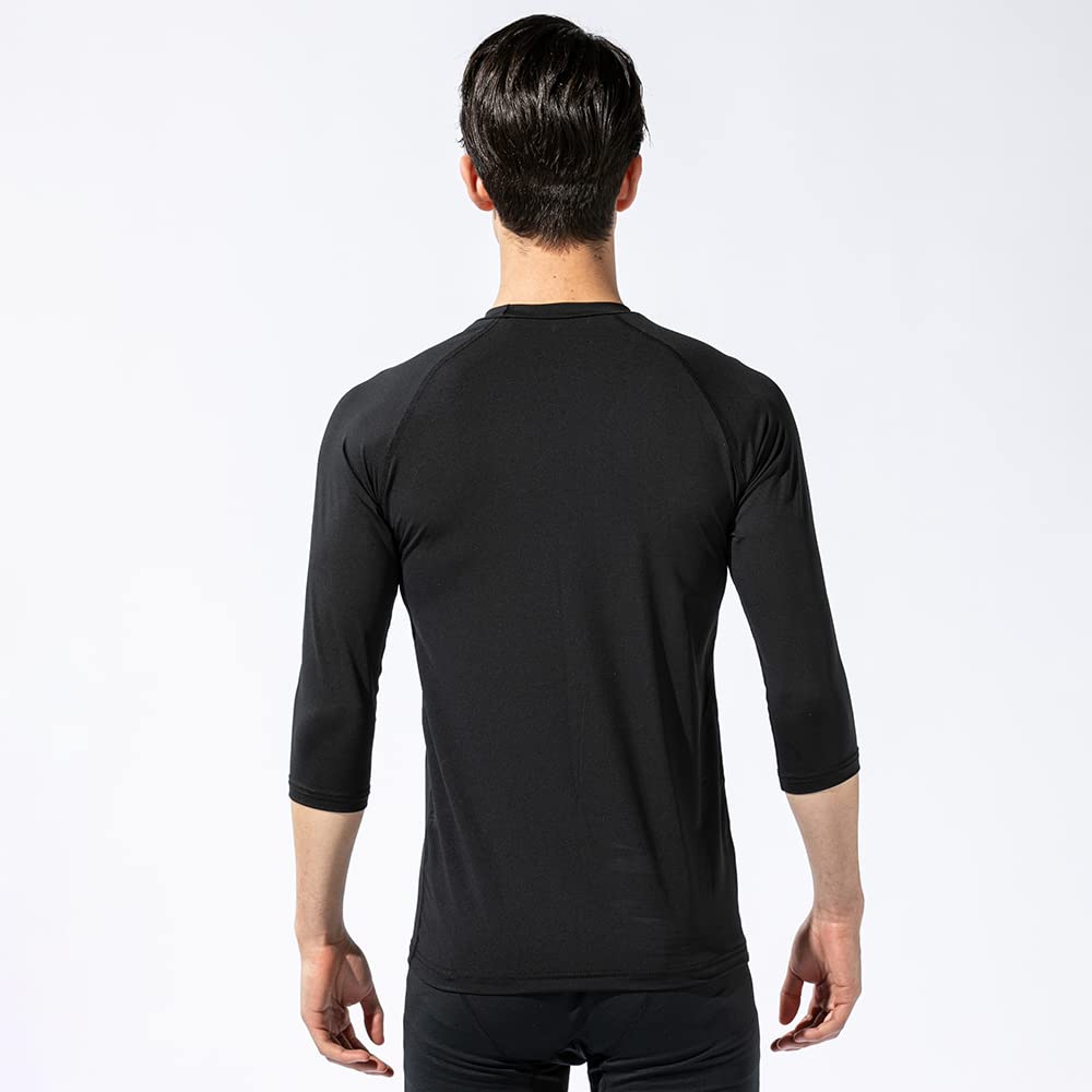 Otafuku Glove Summer Round Neck UV Size S Men's Innerwear, 3/4 Sleeves, [Cooling, Sweat-Wicking, Quick-Drying, Deodorizing, Compression, Protection]