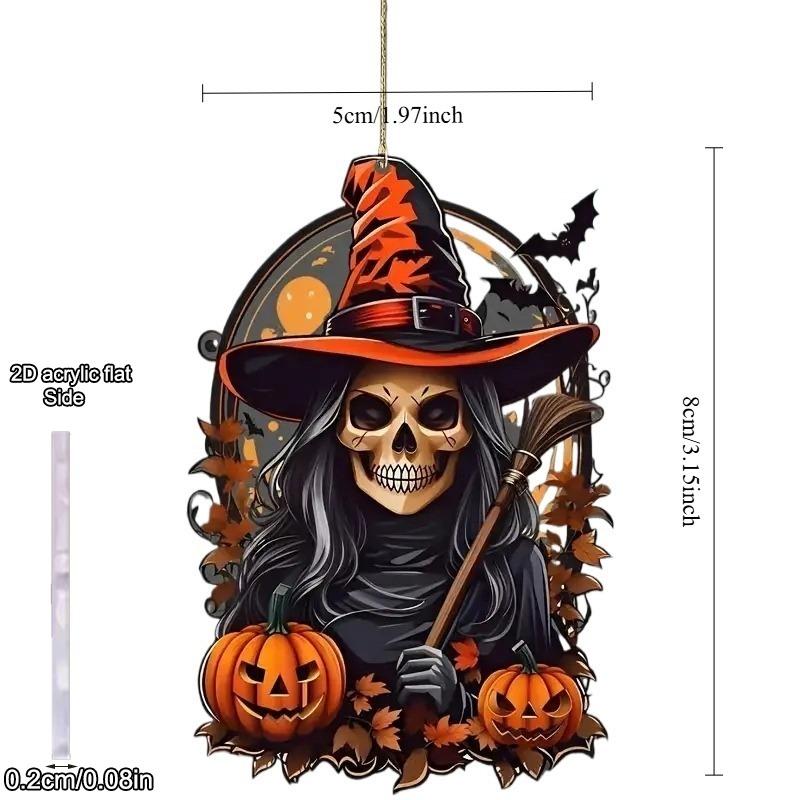 2D Flat Acrylic Halloween New Pumpkin Man Decoration Pendant, Bat, Car Rearview Mirror Pendant Party Decoration, Nurseries, Vintage Home Decor Wall
