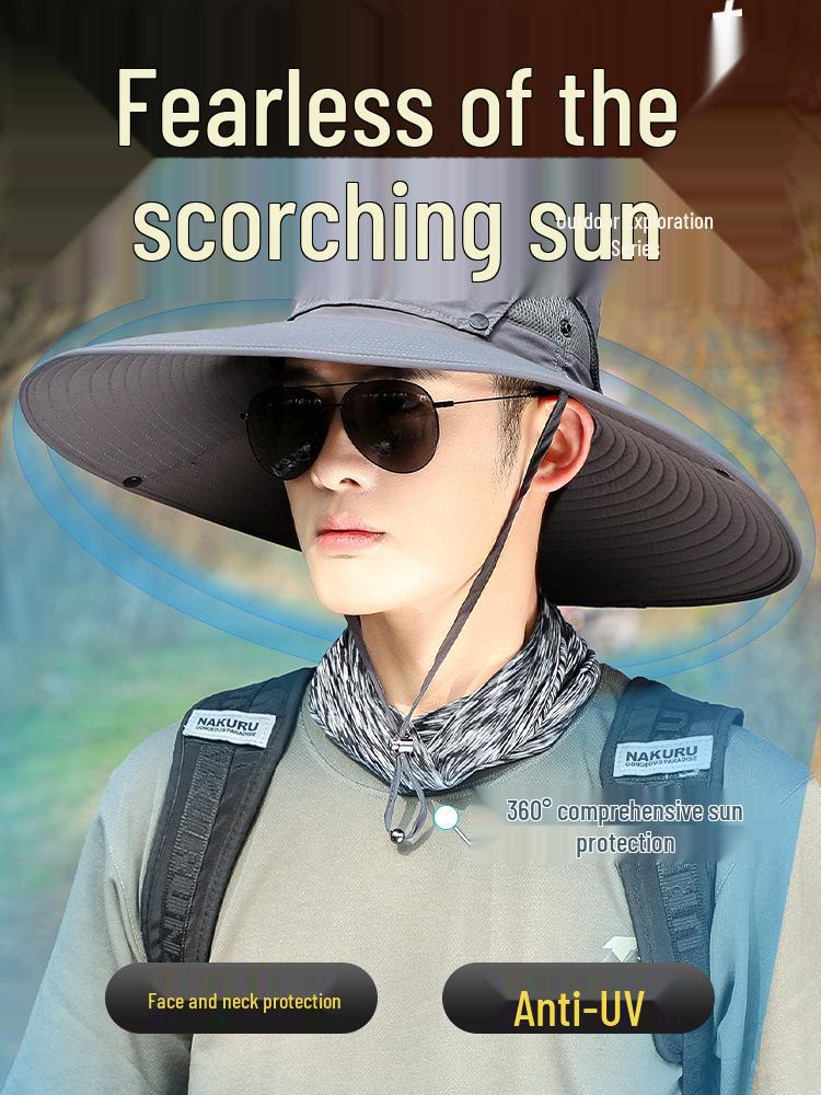 Men's Wide Brim UV Protection Sun Hat for Summer Outdoor Activities