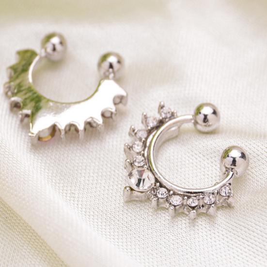 Fashion Women Rhinestone Inlaid Nose Ring Clip Hoop Piercing Body Jewelries