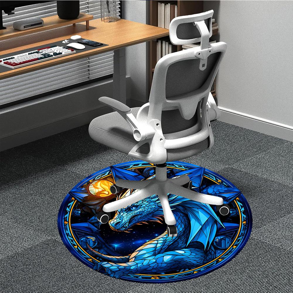 1pc Dragon Fantasy Office Round Area Rug,  Mat Suitable ForOffice, Under Office Chairs Bedroom Living Room Home Decor, Room Deco