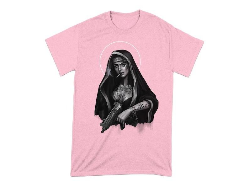 Tatuaggi di Suore Sataniche Arte Blasfema T-shirt Unisex Blasfema Donna Uomo Moda Estiva Casual Cotone Magliette Grafiche Streetwear Top Maglietta