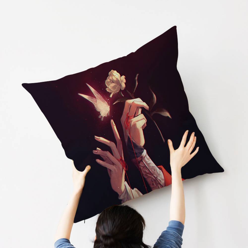 1pc Heavenly Officials Blessing Animation Cushion Cover Car Throw Pillow Case For Sofa Car Christmas Gift 40x40cm 45x45cm