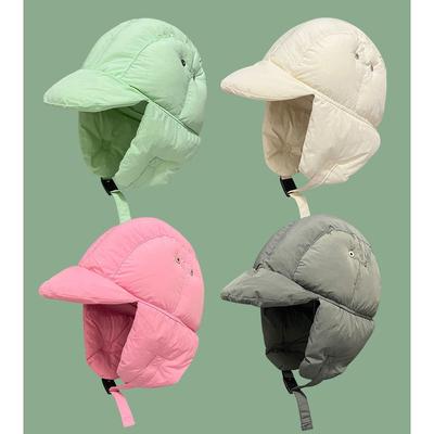 Gorro Lei Feng de algodón con plumón para mujer, cálido, resistente al frío, con protección auditiva, para ciclismo al aire libre y vuelo, a la moda de invierno