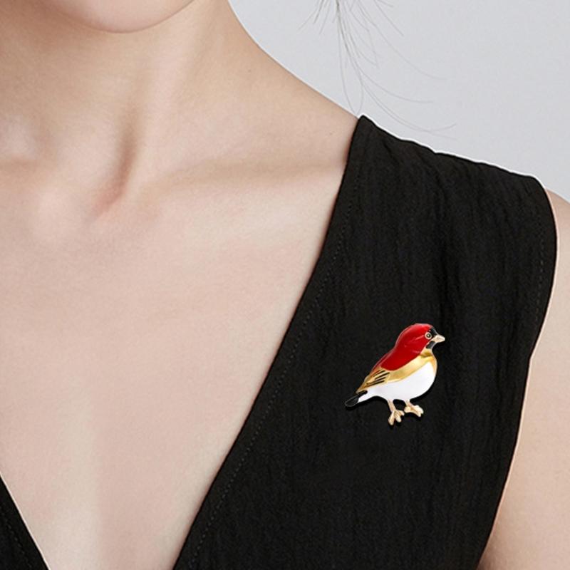 Trendy Enamel Bird Shaped Brooch Korean Inspired Jewelry Gift For Her Unique Clothing Dress Pin Accessory