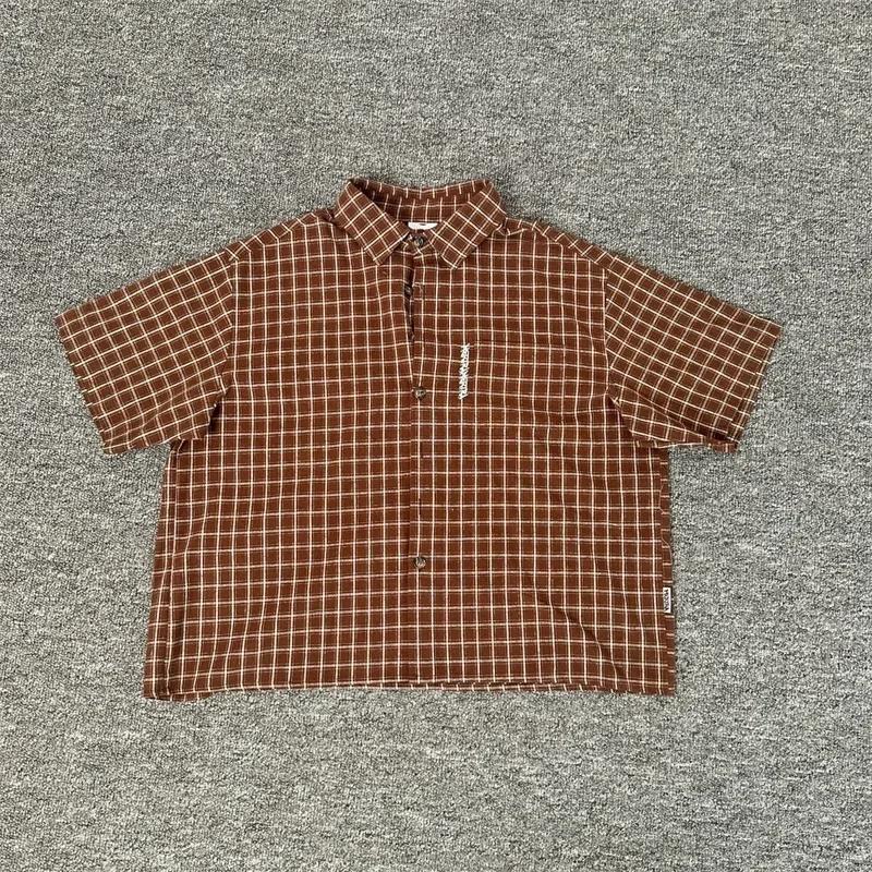 ZYLLO Best Quality Green Plaid Shirts Men Women Pure Cotton Casual Short Sleeve Oversized Daily T-Shirts