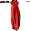 IHUASU Women Casual Loose Long Dress O-Neck Short Sleeve Summer Beach Dress Elegant Party Dress