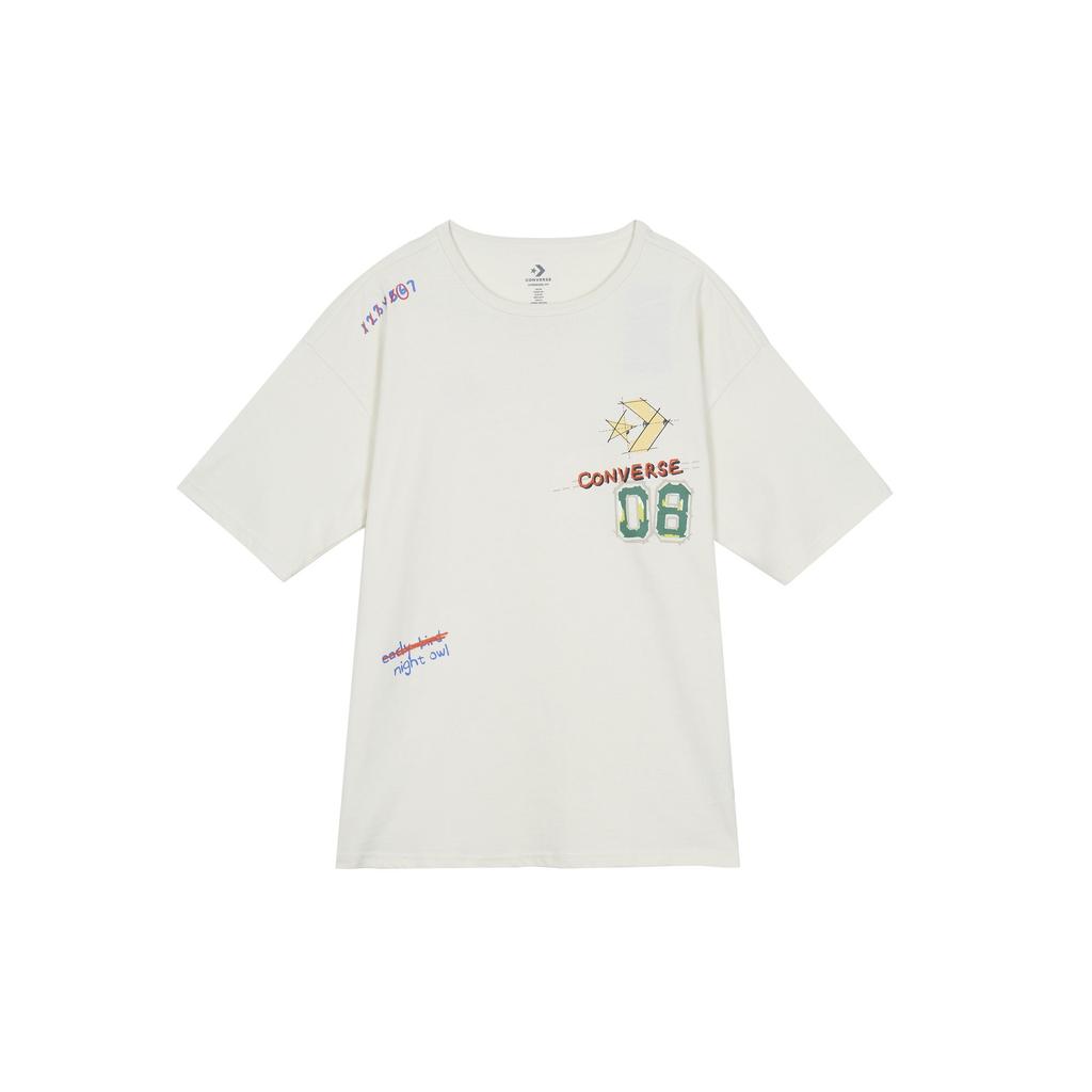 Converse T Shirts Unisex White Crew Neck Moderate Straight Fit 10024879-A01
