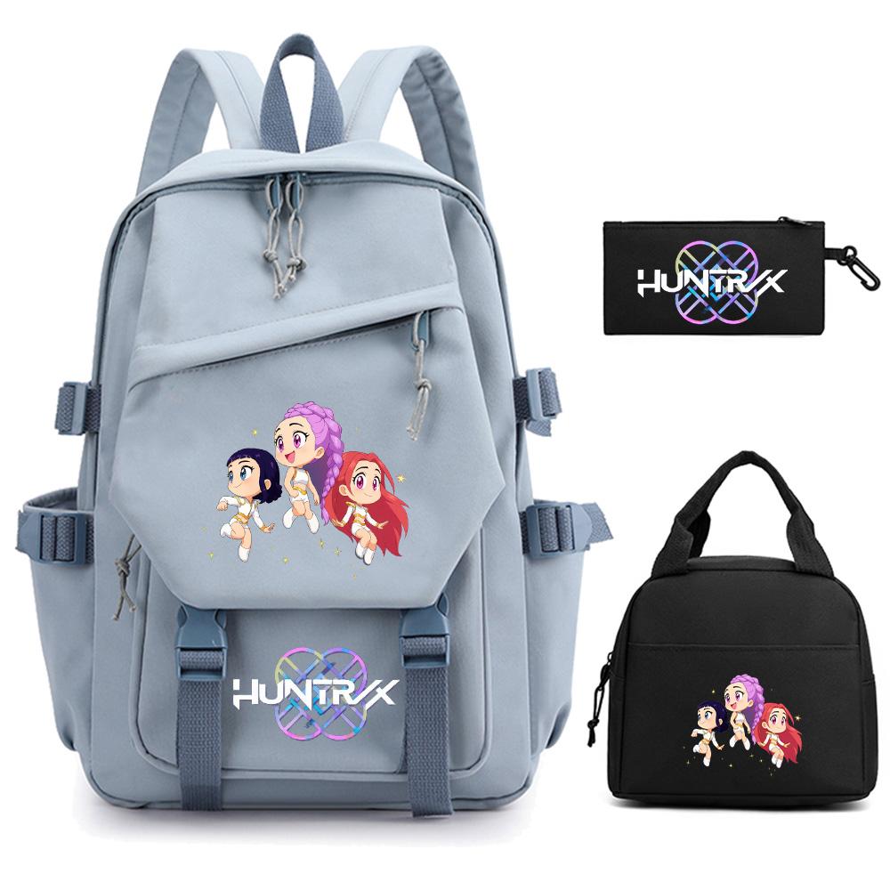 3 Stück/Set Cartoon Kpop Dämonenjäger Bedruckter Rucksack für Teenager Kinder Schüler Große Kapazität Schultasche Mädchen Geschenk Frauen wasserdichte Reisetasche
