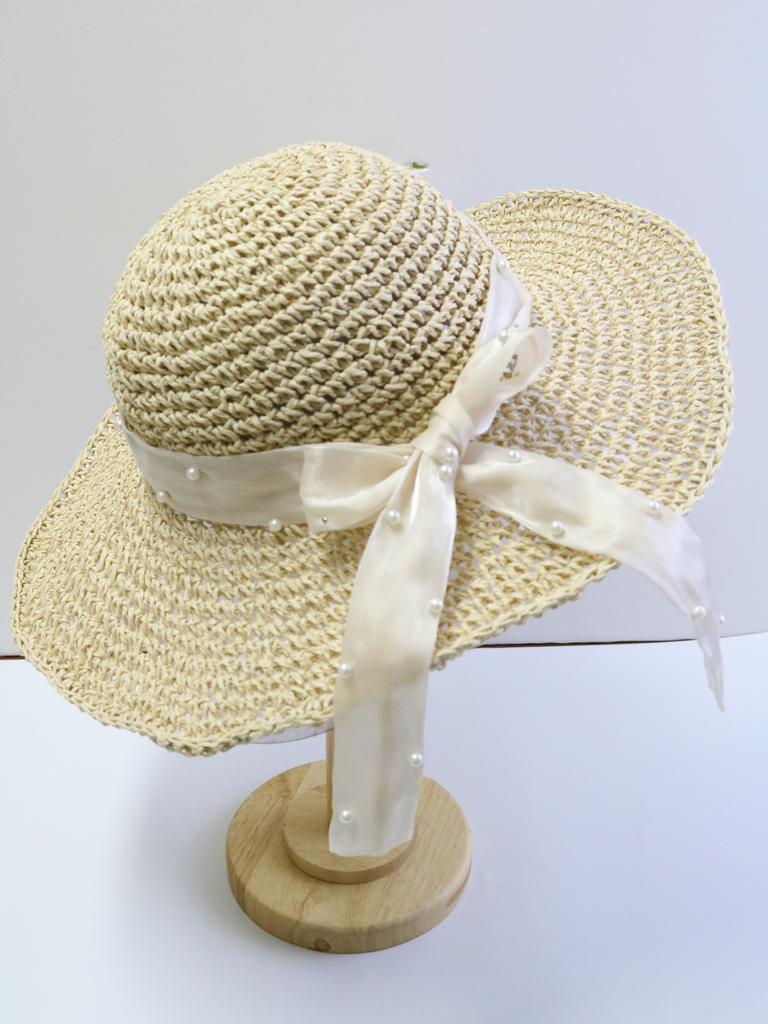 Ladies' Summer Solid Color Hollow Out Large Brim Beach Sun Hat, Pure Straw Crochet Sun Hat Suitable For Hiking