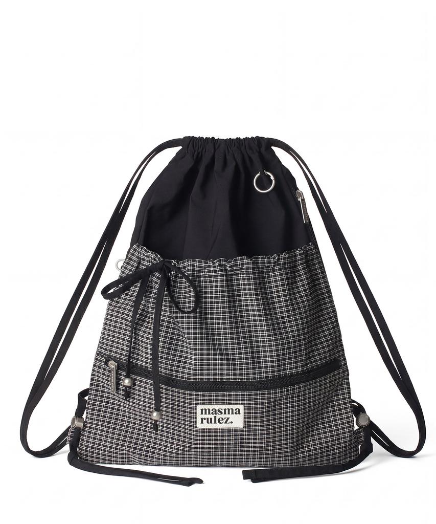 Masmarulez Ribbon Gym Sack_Check Black