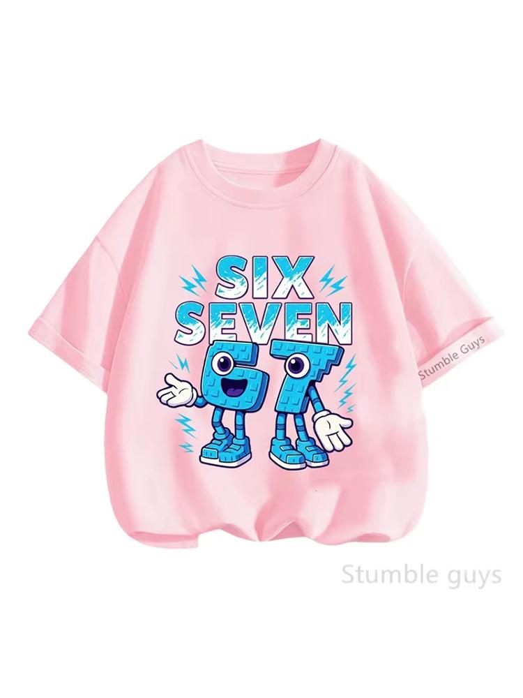 Kids Stumble Guys SIX SEVEN 67 Graphic TShirt Soft Cotton Game Wear for Boys Girlsdf0129