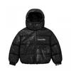 Womens Black Leopard Print Hooded Cotton Coat Casual Commute Short Thick Warm Waterproof Winter Jacket
