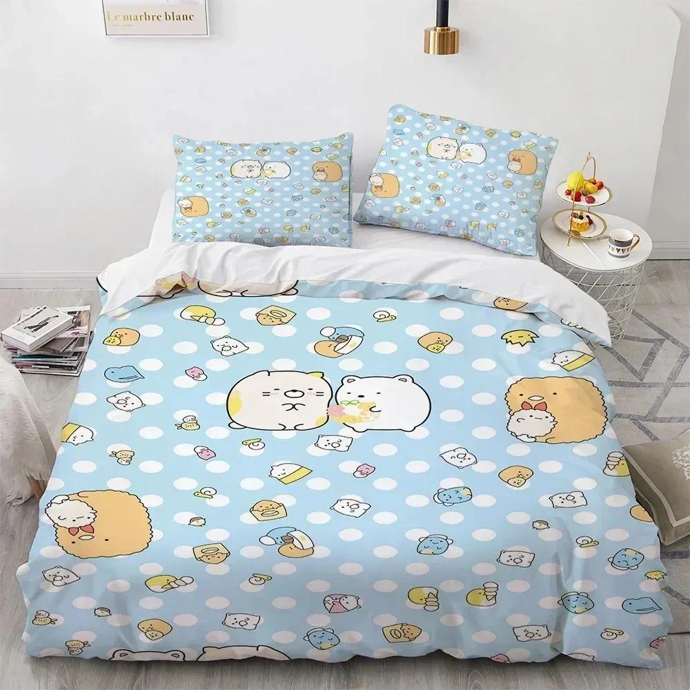 Cute Kawaii Cartoon Sumikko Gurashi Bedding Set Boys Girls Twin Queen Size Duvet Cover Pillowcase Bed For Kids Adult Bedding