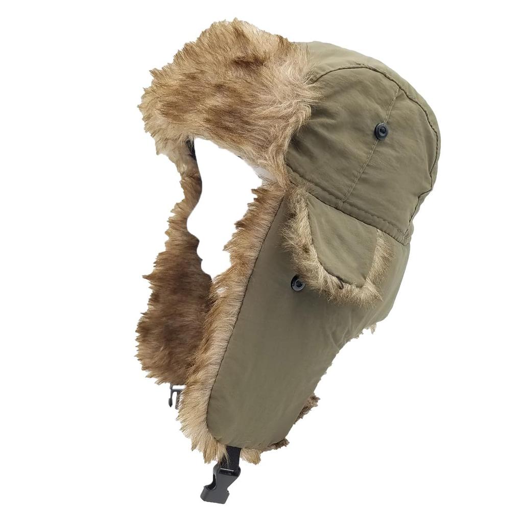 White Field Design Deep Forest Simple Cap with Ear Flaps for Outdoor Use Pilot/Flight (Khaki)
