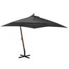 vidaXL Cantilever Umbrella with Pole Anthracite 3x3 M Solid Wood Fir