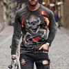 Round Neck 3D Skull Printed T-shirts Casual Short Sleeved Men's T-shirts - Soft Medium Stretch Polyester Fabric Spring and Autumn Relaxed Fit Clothing