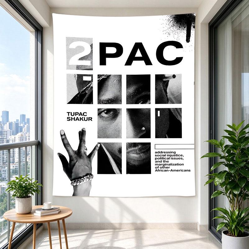 2Pac Tupac Shakur Minimalist Grid Portrait Hand Sign Hip Hop Poster