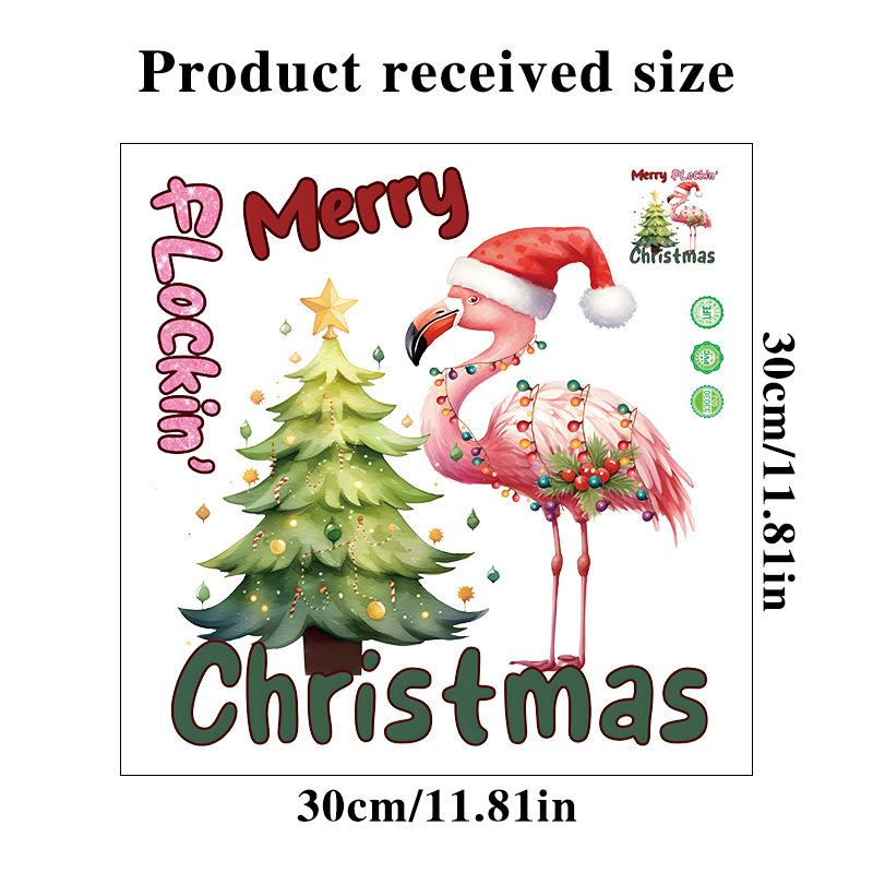 Autocolant de perete cu flamingo Moș Crăciun de desene animate Decor de Crăciun Fericit Mural Festival Decor Home Decalcomanii autoadezivi de Anul Nou