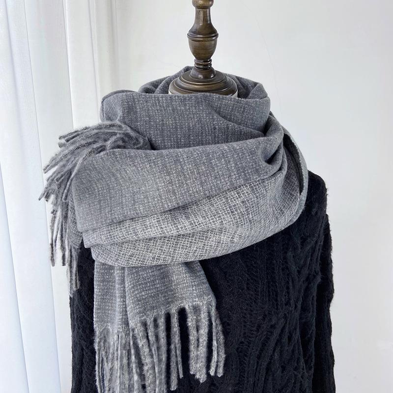 

Women Winter Imitation Cashmere Knit Scarf Headscarf Mujer Lady Men Solid Simple Elegant Scarve Foulard Wrap Shawl Unisex Korean Q12392QQ-One Size& 8Y