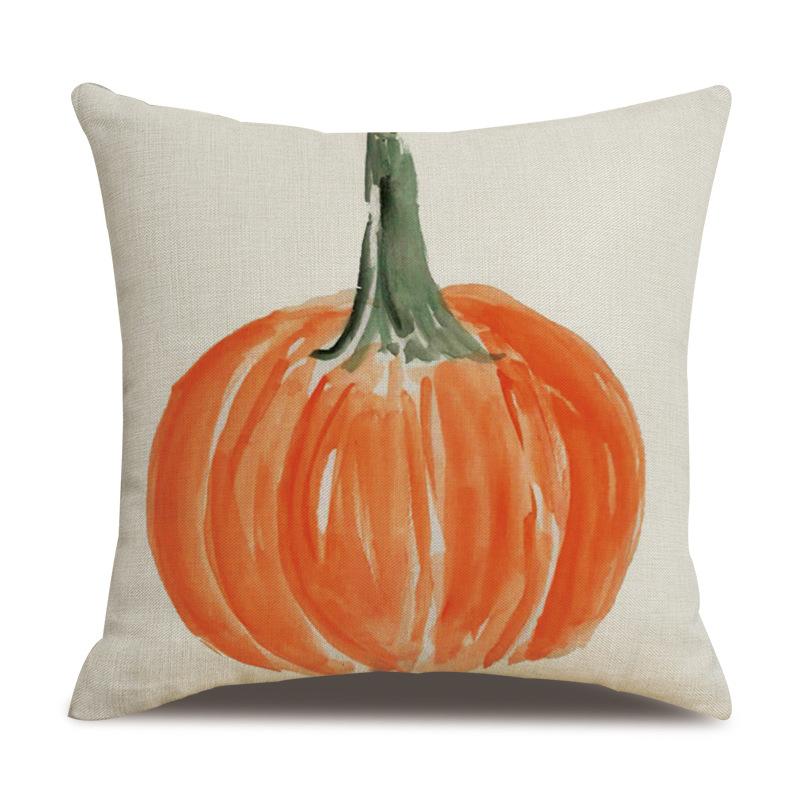 Thanksgiving Linen Pillowcase Autumn Pumpkin Print Pillow Cushion Cover