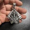 Santa Muerte Bell Stainless Steel Pendant Necklace Our Lady of Holy Death Double Scythes Mexican Grim Reaper Skull Jewelry