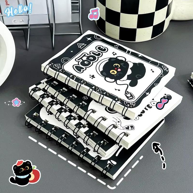 Kawaii Cartoon Black Cat Looseleaf Notebook Student Portable Pocket Notepad Cute Journal Travel Binder Planner School Supplies