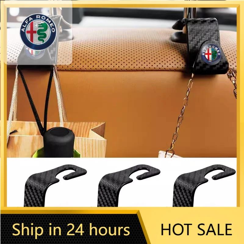 For Alfa Romeo 108 Car Sticker For Alfa Romeo 159 147 1/2/4pcs Car Carbon Fiber Pattern Seat Hook For Alfa Romeo Giulia Giulietta 156 159 147 Mito