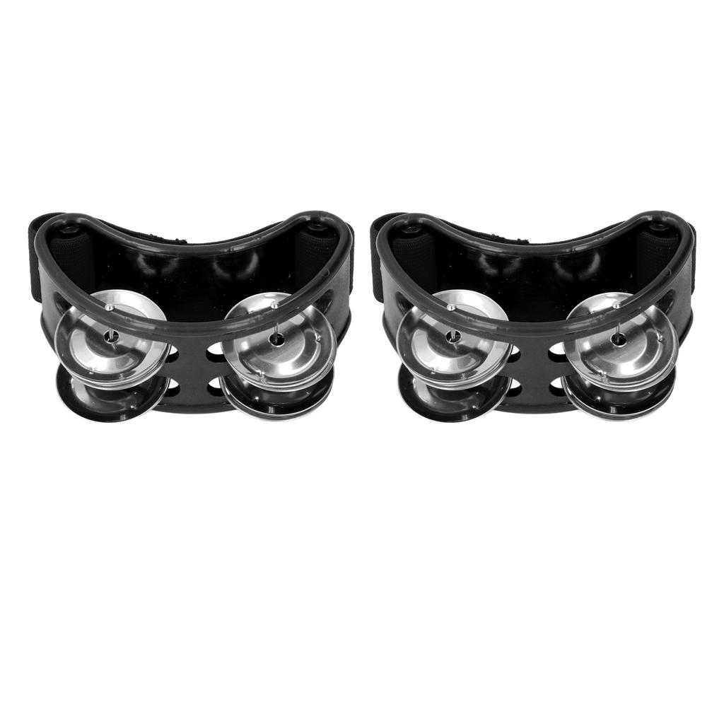 2PCS Foot Tambourine Percussion Musical Instrument Percussion Pedal for Concert Party Black