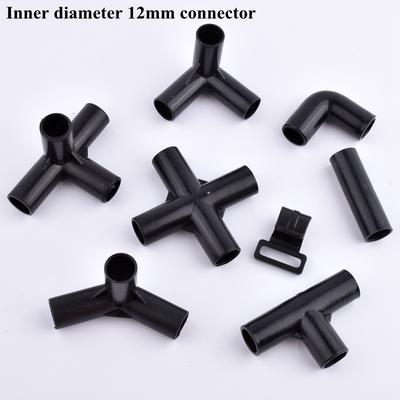 2-30 Peças ABS Preto Junta Três vias Quatro vias Cotovelo 90° Conector de Tubo Suporte de Planta Acessórios Fixos para Guarda-Roupa Tenda Diâmetro Interno 12mm