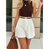 Fashion Casual High Waist Loose Solid Color Wide Leg A Line Women Shorts