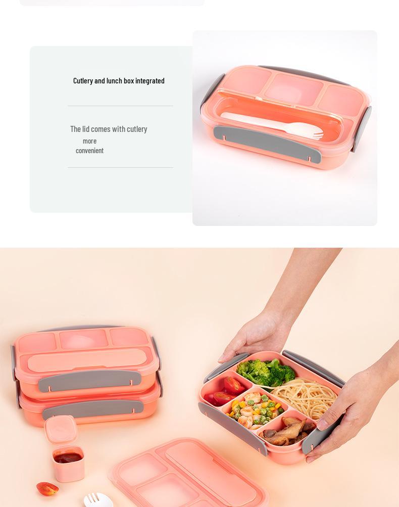 Set da 16 pezzi di portapranzo bento in plastica per studenti con scomparti adatti al microonde e stuzzicadenti per frutta