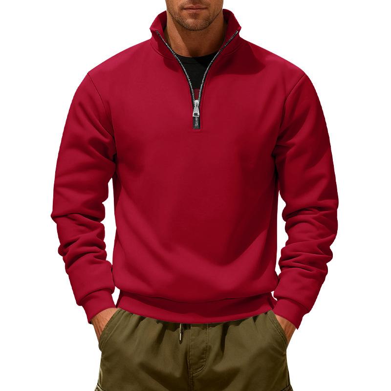 Weit geschnittenes Outdoor-Herren-Thermo-Halbzip-Stehkragen-Pullover-Sweatshirt