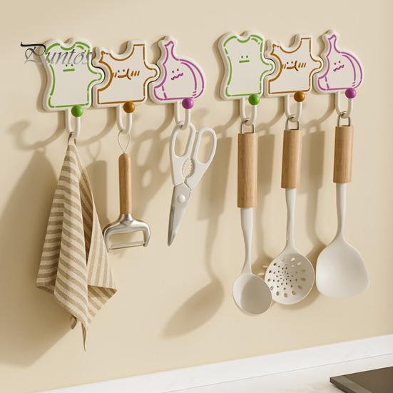 Durable Hooks for Kitchen Organization Cartoon Puzzle Key Hook, Heavy Duty Traceless Plastic Wall Hanger, Mounted Storage Keys Space Saving