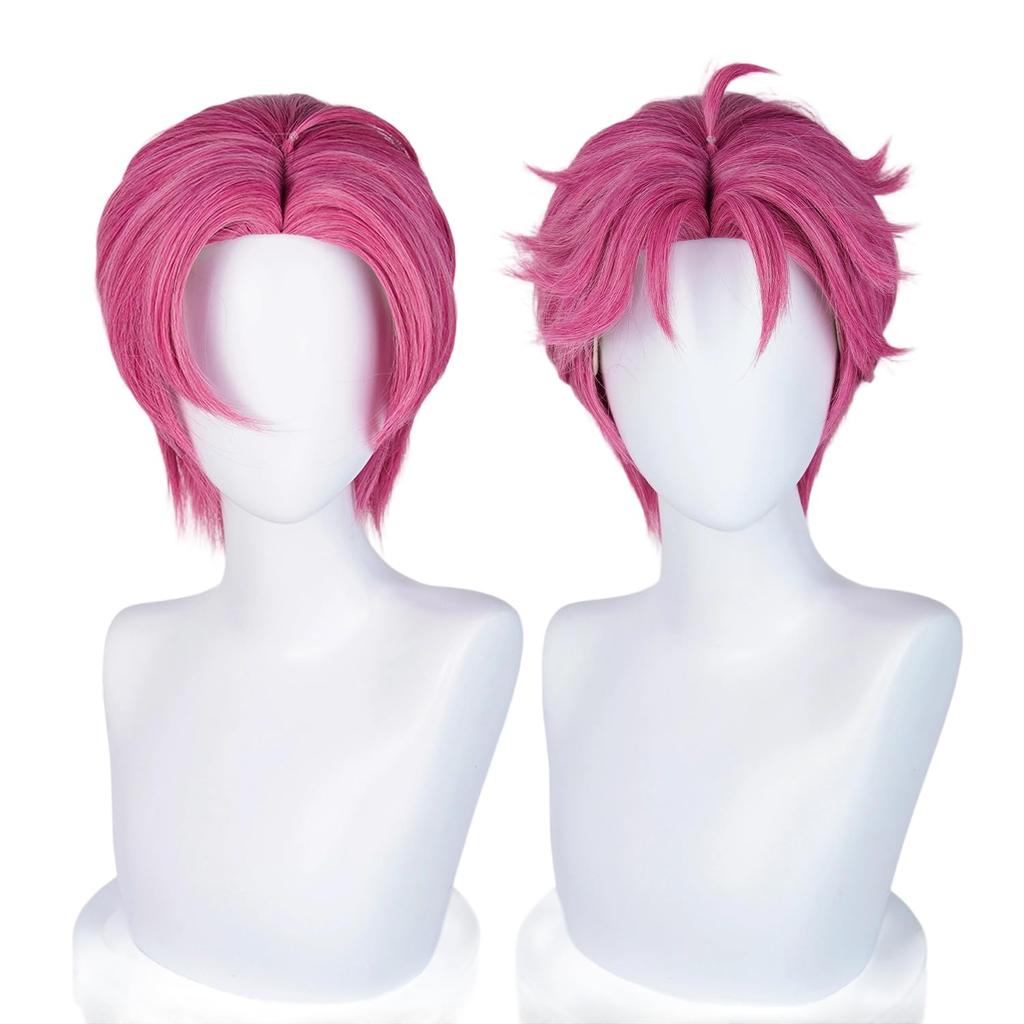 Rose Red Bangless Anti-upturned Short Hair Synthetic Wig | Animated Film KPop Demon Hunters Character Abby Cosplay Wig Halloween