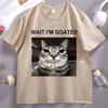 Funny Cat Graphic Wait I'm Goated T Shirt Cotton Short Sleeve Round Neck T-shirt Print Short Sleeve Tee Shirt Comfortable Tops