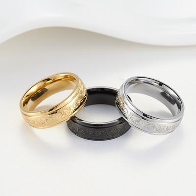 Anillo de Boda Compromiso Acero de Titanio Patrón Mínimo Anillo de Pareja Pulsera
