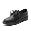Yuexinwang genuine leather flat for Huizhou women's shoes Su Yinyin same shoes front lace-up black retro versatile small leather shoes