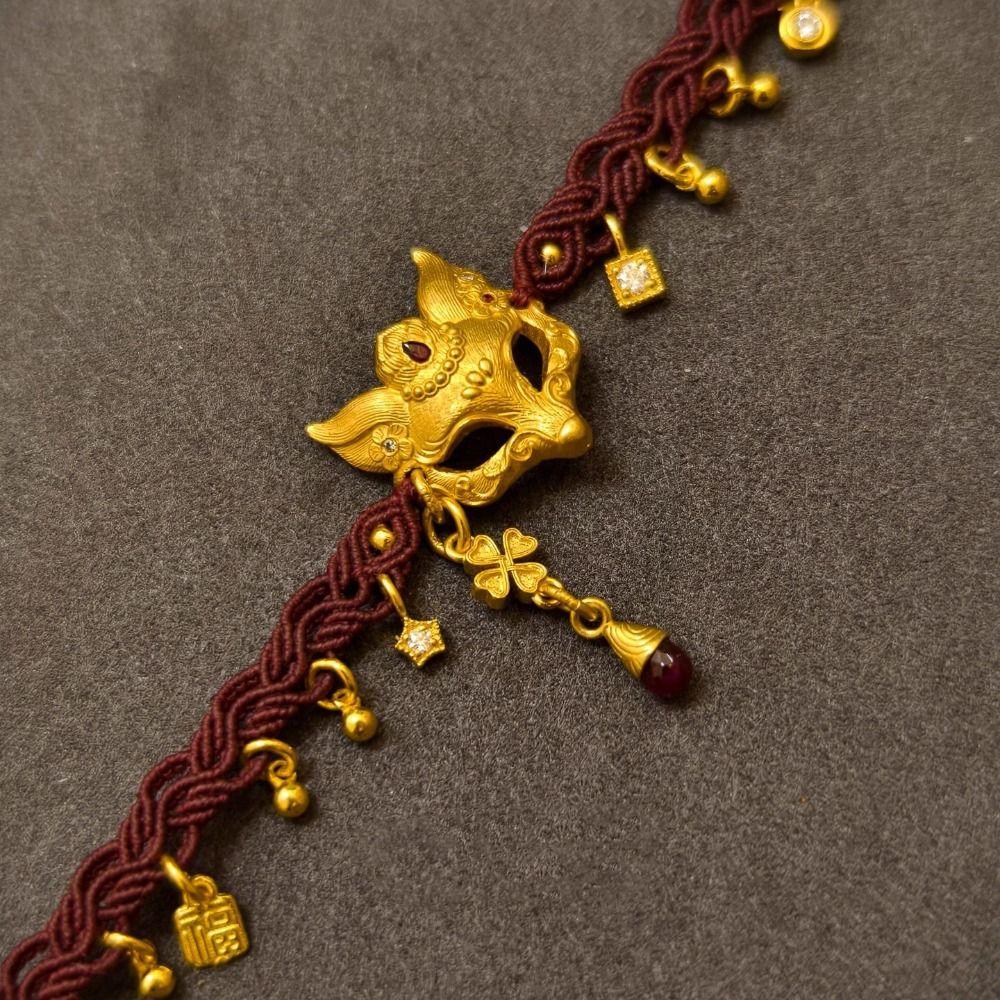 Elegant Chinese Style Necklace Zinc Zinc Alloy Handmade Bead Bracelet Vixen Mask Bracelet  Gift