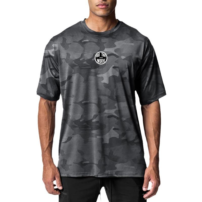 Do The Work  Summer Gym Sports Bodybuilding Fitness Mesh Quick Dry O-neck Printed Summer Thin Breathable Cool T-shirt M-2XL