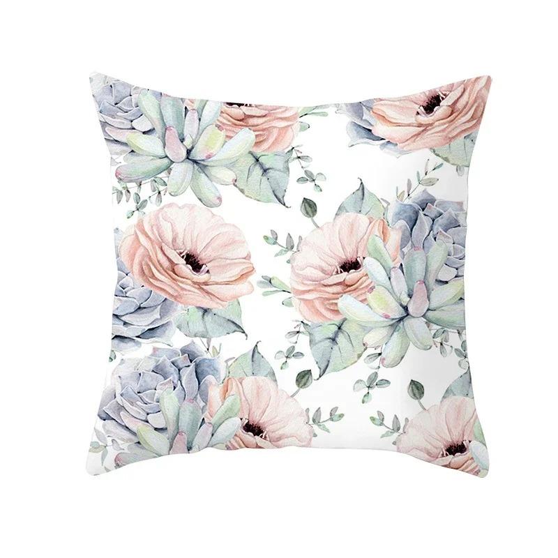 Exotic Plants And Floral Pattern Double-Sided Printed Pillow Cover Short Plush Suitable Living Room Bedrooms Throw Cushion Cover