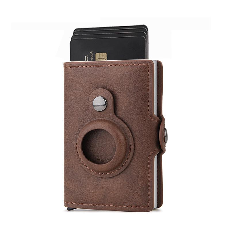 Apple Airtag Tracker Card Holder Men's Wallet with RFID Block and Metal Buckle Zipper.